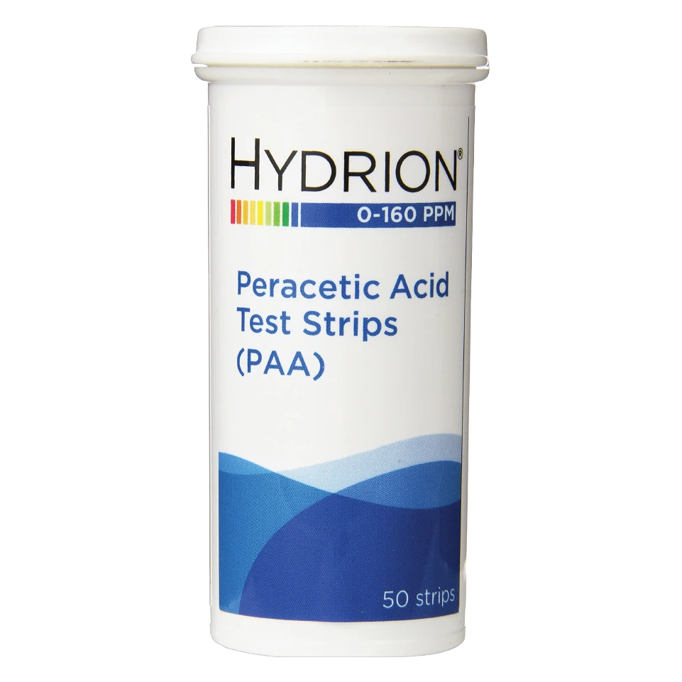 HYDRION Peracetic Acid Test Strips 0–160 ppm